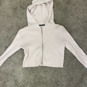 Brandy Melville Light Pink Ribbed Zip-Up